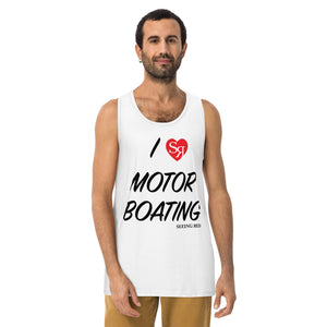 I Love Motor Boating Men’s premium tank top