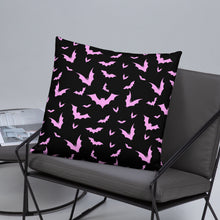 Load image into Gallery viewer, Double Sided Bat Throw Pillow Black/Pink
