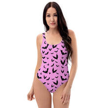 Load image into Gallery viewer, Bat Prink Pink/Black One-Piece Swimsuit
