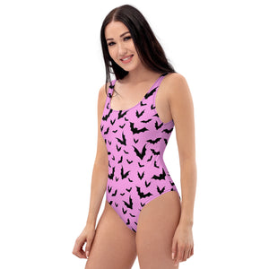 Bat Prink Pink/Black One-Piece Swimsuit