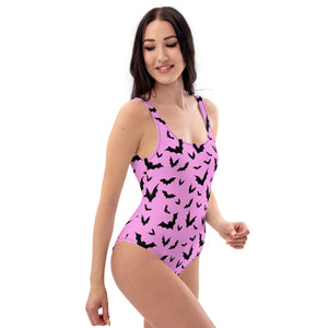 Bat Prink Pink/Black One-Piece Swimsuit