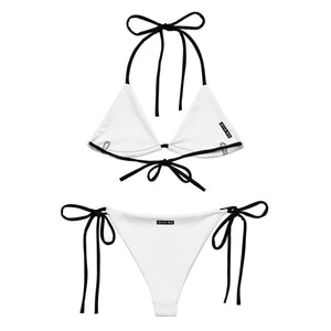 Bat Print White & Black String Bikini Set