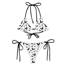 Load image into Gallery viewer, Bat Print White &amp; Black String Bikini Set
