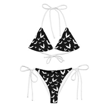 Load image into Gallery viewer, Bat Print Black/White String Bikini
