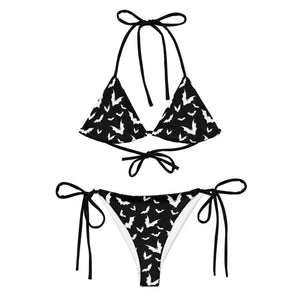 Black & White Bat Print Bikini Set
