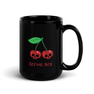 Cherry Skull Black Glossy Mug