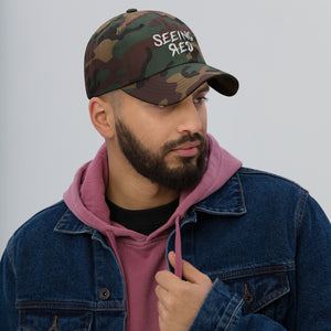 Seeing Red Monster Font Dad hat