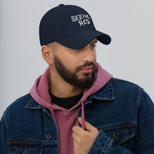 Seeing Red Monster Font Dad hat